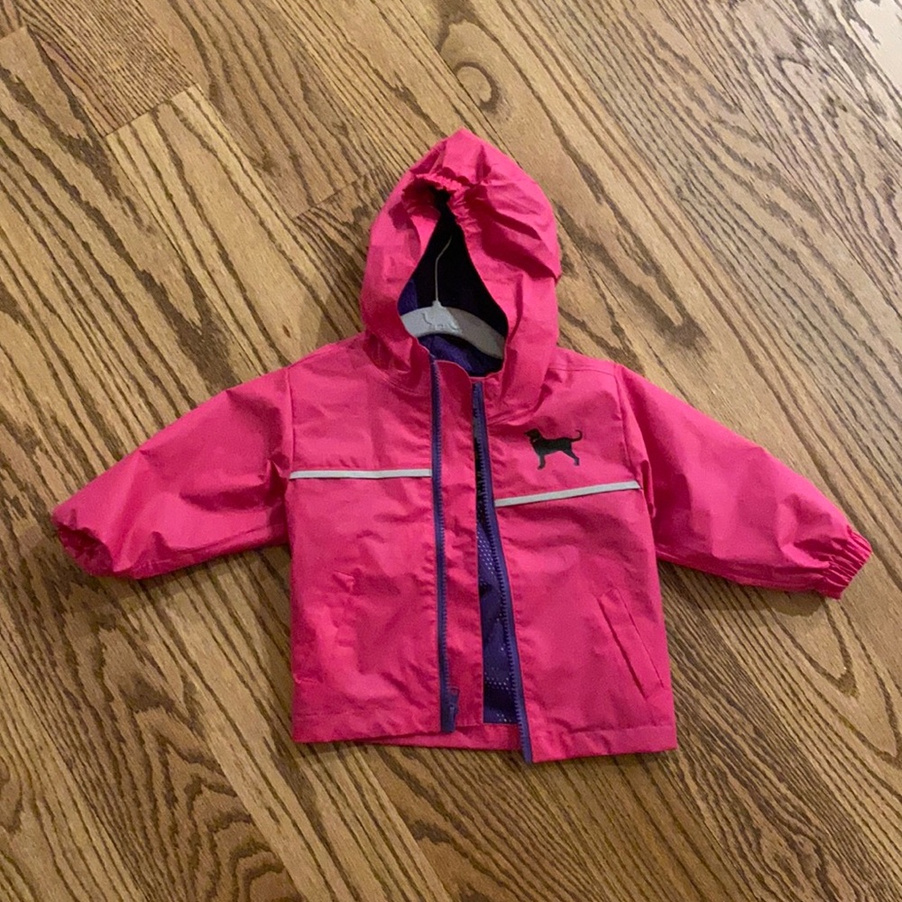 Black dog kids rain jacket